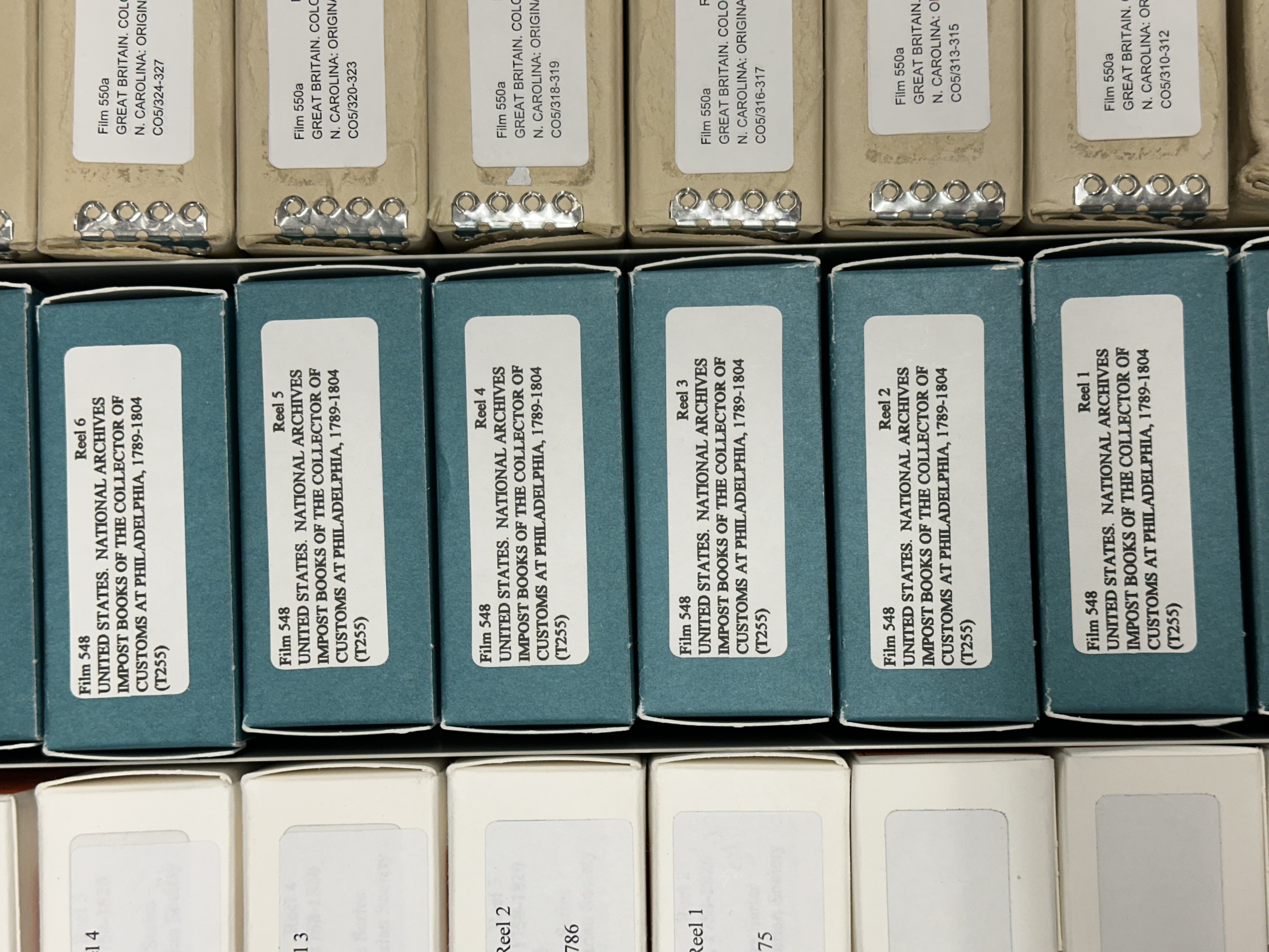 photo of reels of microfilm in boxes