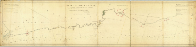 scan of long map, plan of the river thames