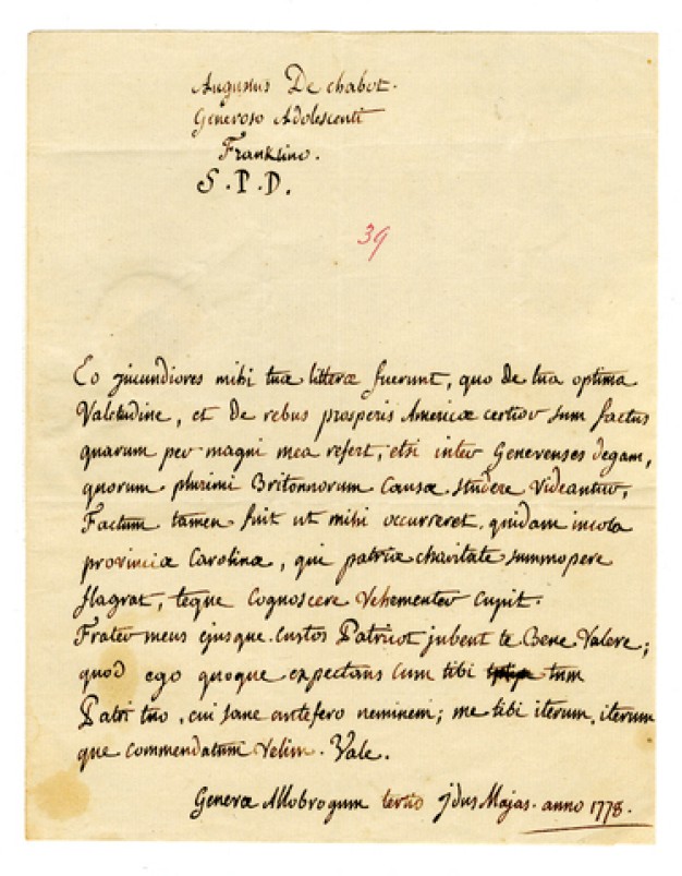 scan of letter in Latin