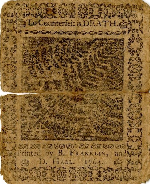 currency printed by Ben Franklin