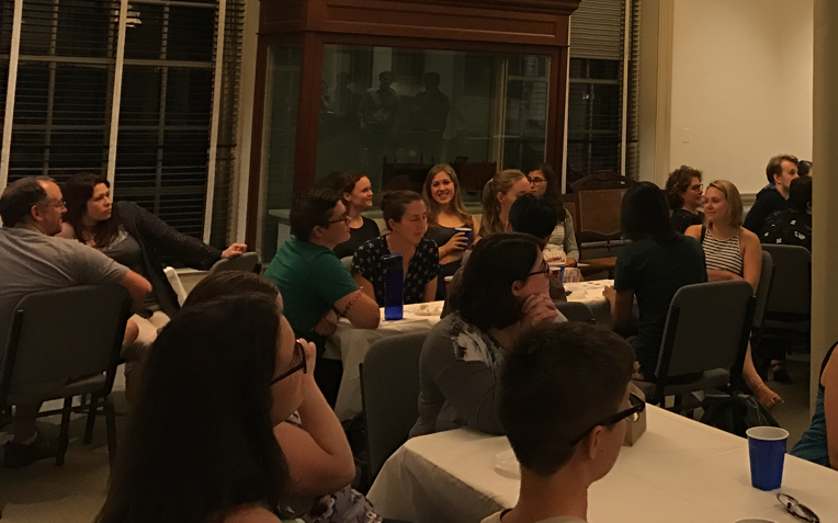 a picture of people in Philosophical hall's second floor conference room