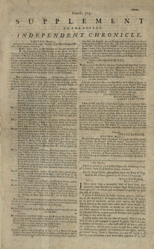 Supplement to the Boston Independent Chronicle, 1782