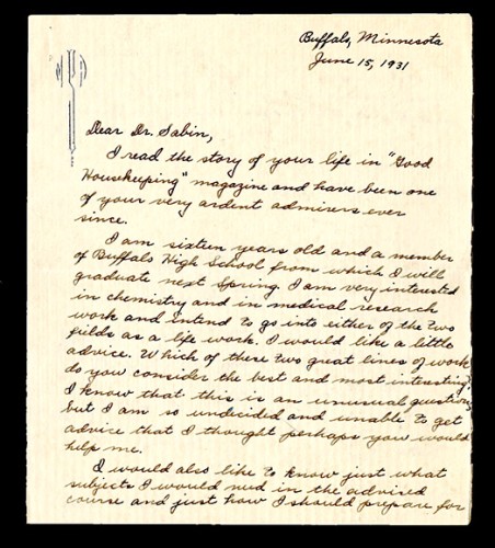 Letter to Florence Sabin