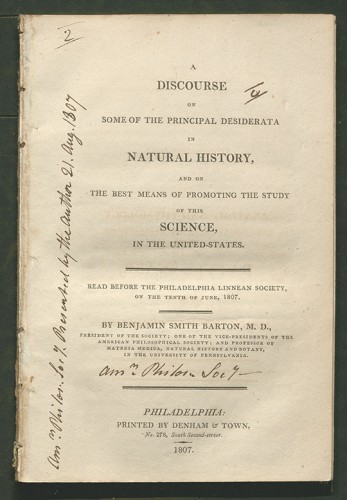 A Discourse on Some of the Principal Desiderata in Natural History