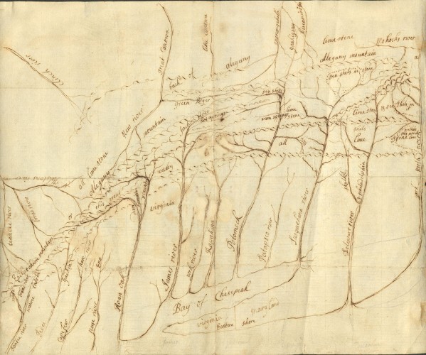 Middle Atlantic states, showing rivers and mountains and location of sea shells on the tops of the mountains